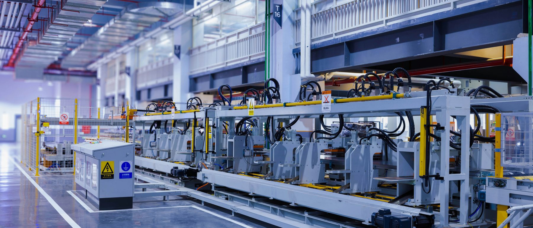 Automated production line inside a commercial facility